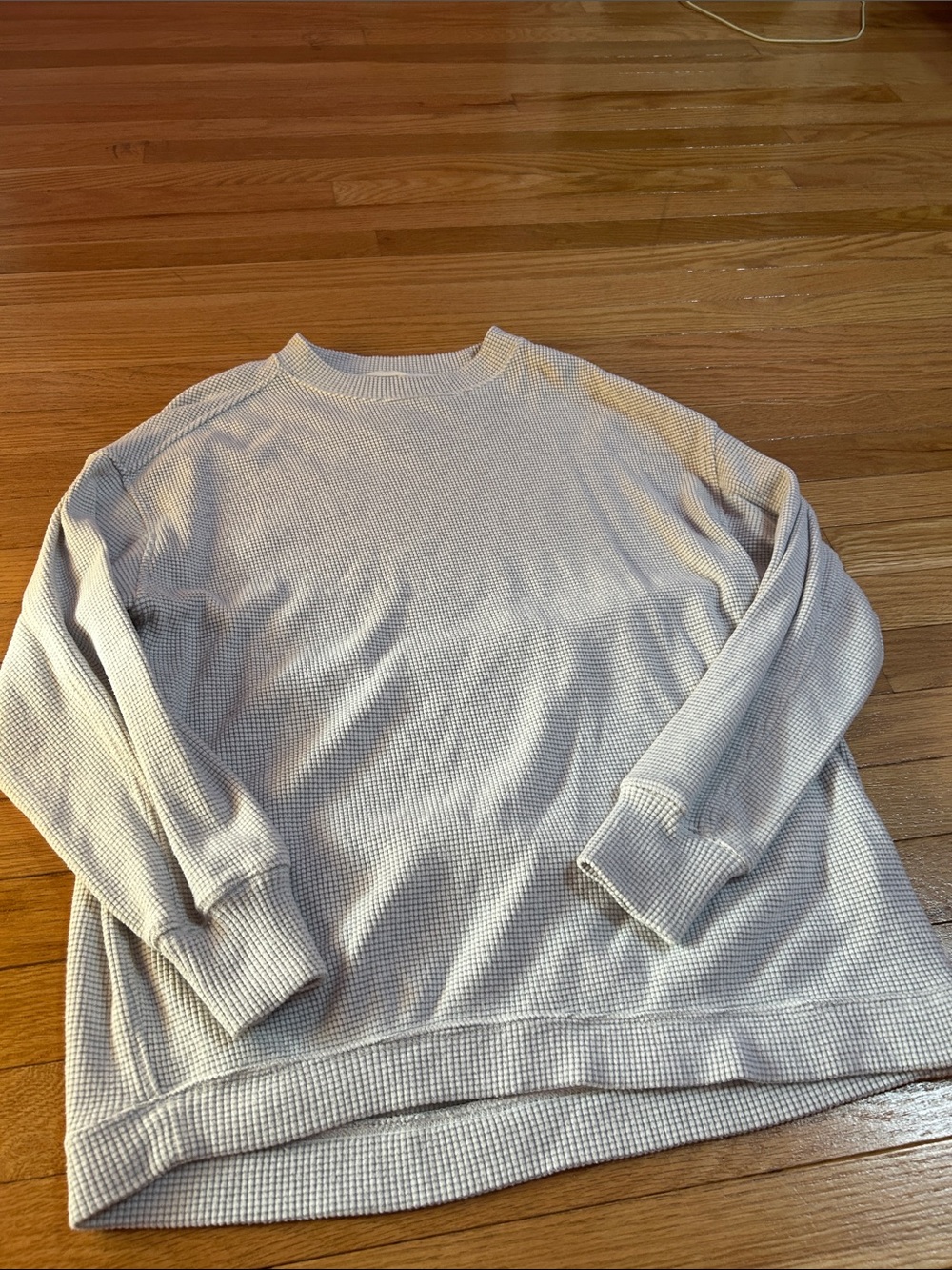aerie Crewneck Waffle Knit Sweater in gray
